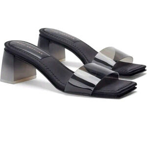 Good American Black and Clear Sandals
